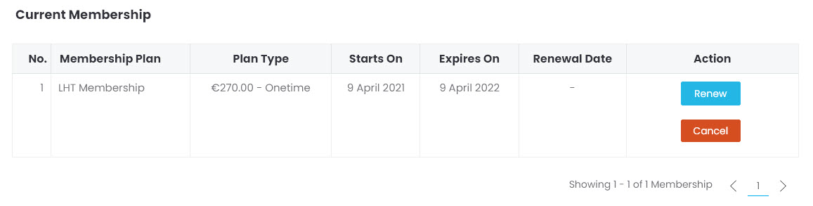 member account page current plan